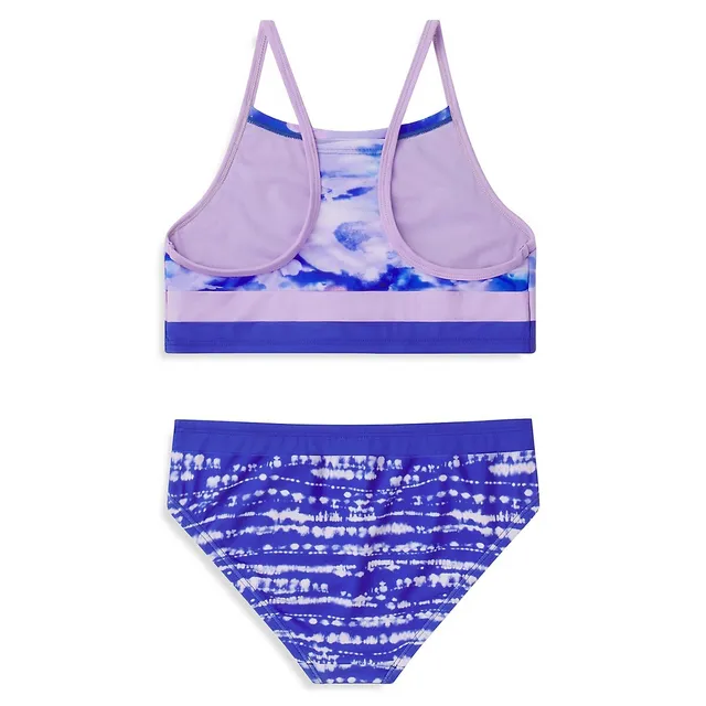 Speedo Girl's 2-Piece Printed Block Tankini Swim Set 4 Speedo Girl's 2-Piece Printed Block Tankini Swim Set - Image 2