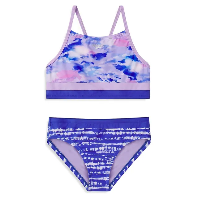 Speedo Girl's 2-Piece Printed Block Tankini Swim Set 3 Speedo Girl's 2-Piece Printed Block Tankini Swim Set