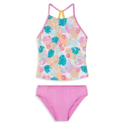Speedo Little Girl's Active Rec Printed Highneck Tankini 2-Piece Swim Set
