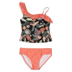Girl's Canyon Sunset 2-Piece UPF 50+ Asymmetrical Tankini Swim Set