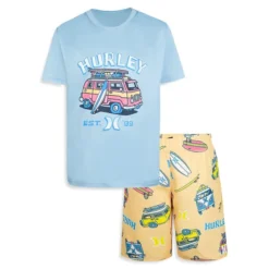 HURLEY Baby Boy's 2-Piece Surf Van Swim Top And Trunks Set