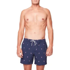 Flamingo-Print 2-In-1 Volley Swim Shorts