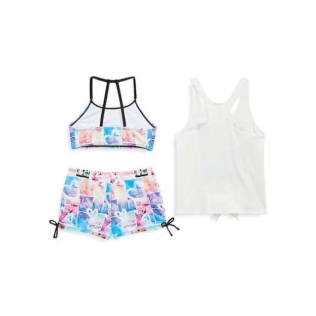 Jantzen Girl's Paradise Postcard 3-Piece Halter Bikini, Tank Top & Shorts Swim Set 4 Jantzen Girl's Paradise Postcard 3-Piece Halter Bikini, Tank Top & Shorts Swim Set - Image 2