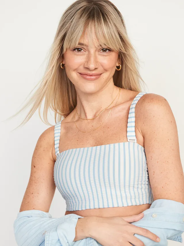 Old Navy Striped Seersucker Bandeau Swim Top For Women 3 Old Navy Striped Seersucker Bandeau Swim Top For Women