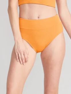 Old Navy High-Waisted Pucker Classic Bikini Swim Bottoms For Women