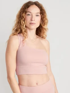 Old Navy One-Shoulder Pucker Longline Bikini Swim Top For Women