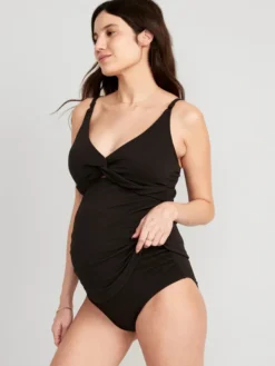 Old Navy Maternity Textured Twist-Front Cutout Nursing Tankini Swim Top