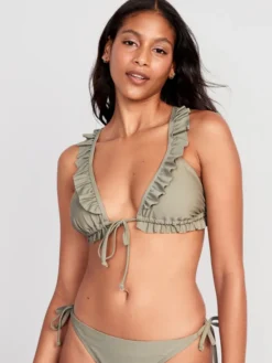Old Navy Ruffle-Trimmed Triangle String Bikini Swim Top For Women