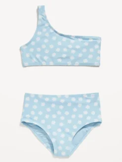 Old Navy Printed One-Shoulder Bikini Swim Set For Girls