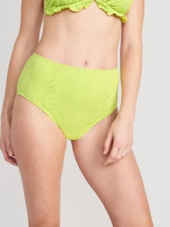 Old Navy High-Waisted Eyelet Bikini Swim Bottoms For Women