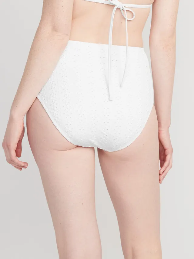 Old Navy High-Waisted Eyelet Bikini Swim Bottoms For Women 14 Old Navy High-Waisted Eyelet Bikini Swim Bottoms For Women - Image 12