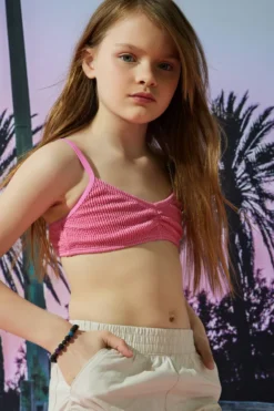 Ardene V-Neck Swim Top In Pink | Size | Polyester/Nylon/Spandex